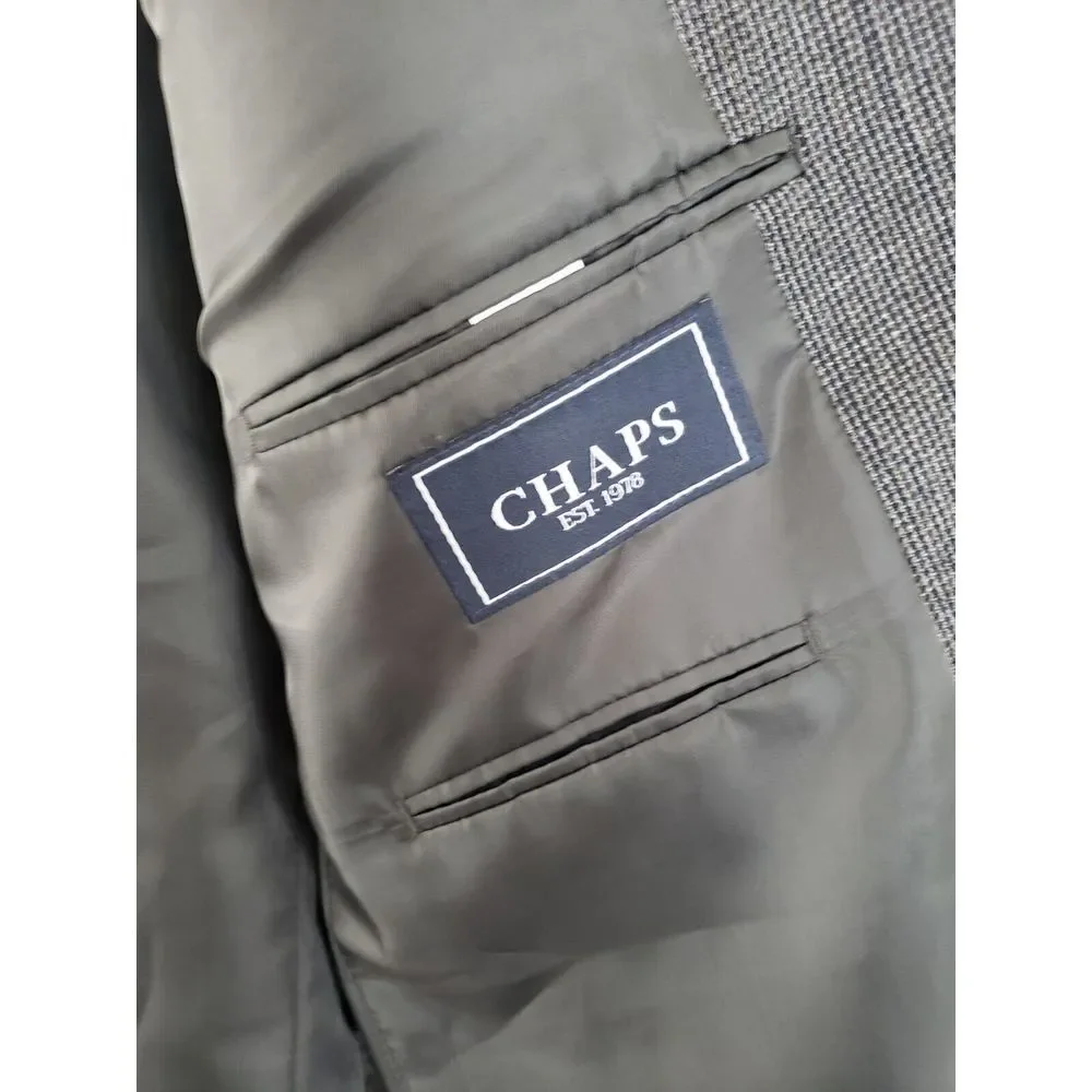 Chaps Wool Sports‎ Coat Navy Blue Jacket Blazer 44L Two Button Closure